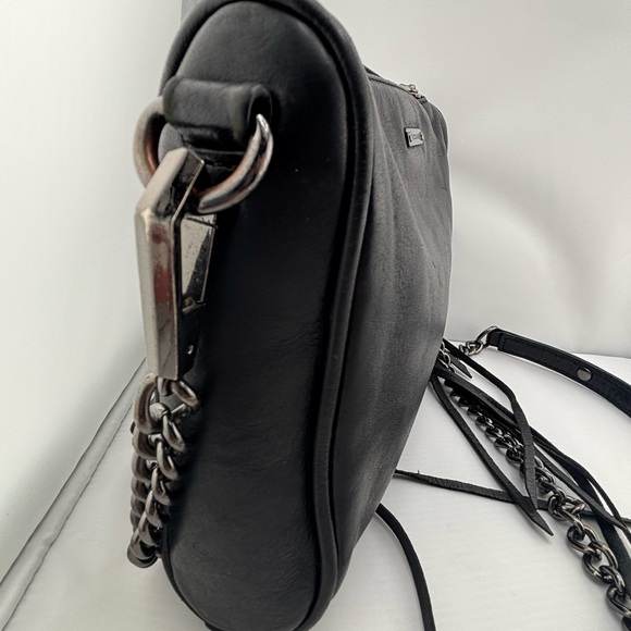 Rebecca Minkoff 3-Zip Front Leather Crossbody Bag Black Gunmetal - Picture 7 of 15